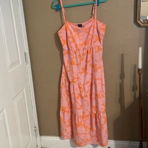 Social Standard by Sanctuary XL Dress Smocked Pink and Orange Floral